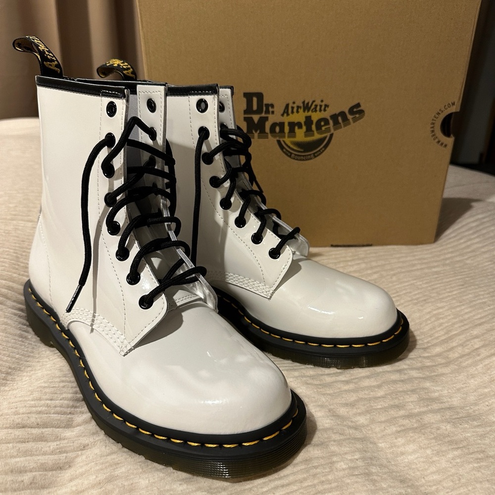 White patent leather Dr. Martens (style 1460)